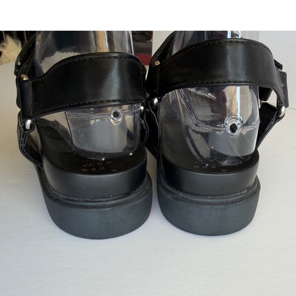 A New Day Black Platform Strappy Sandals Womens 8 Hook Loop Sporty Flatform - Picture 4 of 8